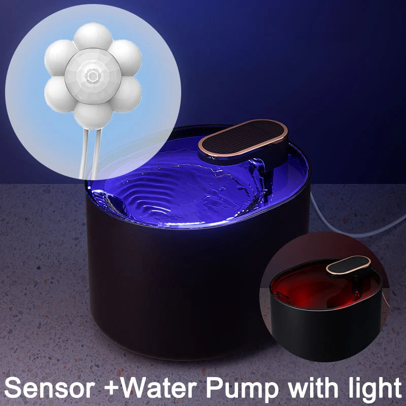 Cat Water Fountain with Motion Sensor Automatic with LED Light