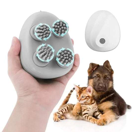 Electric Pet Massager - 4 Brushes with Soft Silicone Bristles for Instant Relaxation